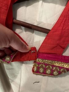 Pink Red Gold Halter Kurti &amp; Dupatta