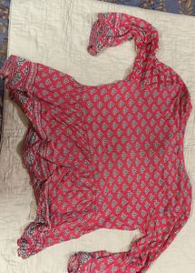 Cute Pink Printed Bell Sleeve Top