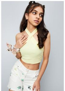 Yellow Halter Crop Top