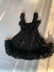 Elegant Black Lace Trim Dress