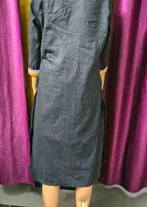 Elegant Black Dark Kurti with Embellished Neckline