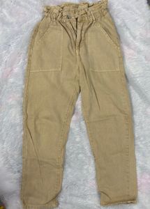 Tan Paperbag Waist Pants