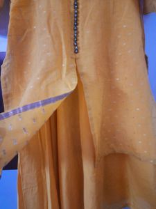 Yellow Party wear/ Festive wear Layered Dress Gown