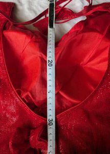 Vibrant Red Sequined Blouse