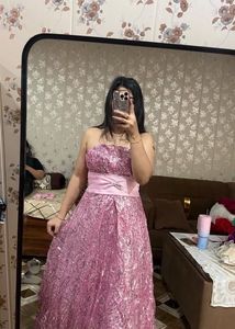 Sparkling Pink Strapless Gown🎀❤️🦋