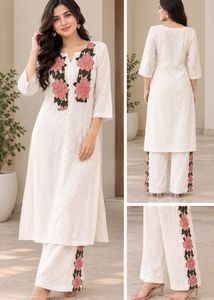 Embroidered Kurta and Pants Set