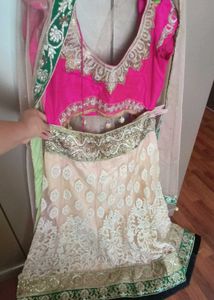 Girlish Peach And Magenta Lehnga