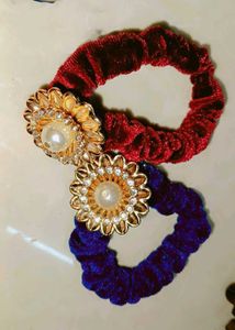 Floral Embellished Hair Scrunchies