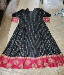 Black Golden Printed Anarkali Kurta