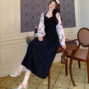 Black Dress with Floral Sleeves