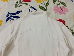 White Mock Neck Long Sleeve Top