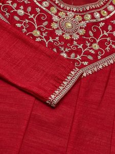 Red Embroidered Anarkali Kurta Set