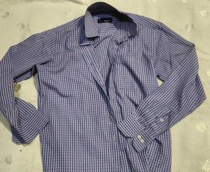 Men's Blue Checkered Long Sleeve Shirt