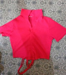 Vibrant Ribbed Knit Cropped Top