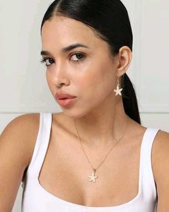 Women Starfish Necklace and Earrings Set