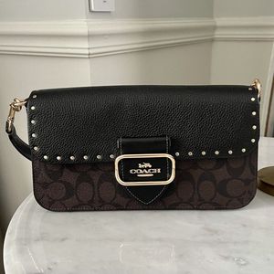 Coach Studded Monogram Shoulder Bag