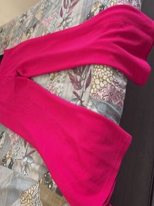 Chic Black Halter Top &amp; Hot Pink Pants Set