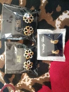 Elegant Flower & Bow Earrings 3 pis Set
