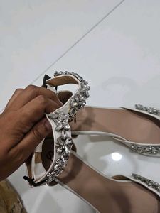 Elegant White Embellished Heels