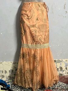 Stunning Peach Sequin Lehenga Choli Set