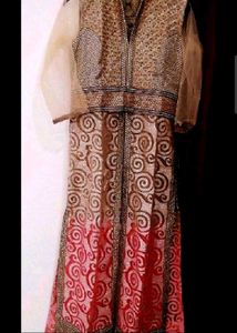Elegant Gold &amp; Red Ombre party wear kurta