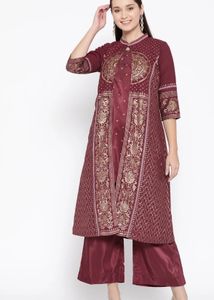 Maroon Kurta Set with Jacket