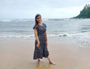 Stylish Blue & White Patterned Dress