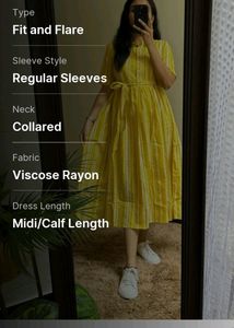 Yellow Striped Midi Dress