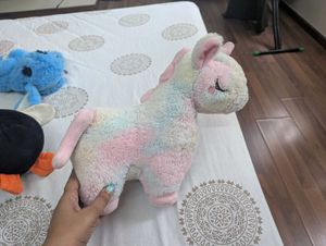 Cute Blue Bunny &amp; Rainbow Unicorn Plush Toys