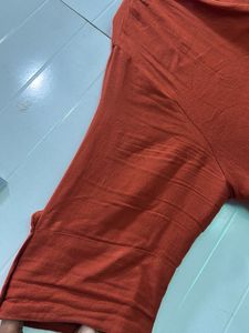 Rust Orange Embroidered Kurta with pant