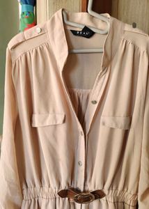 Chic Beige Shirt Dress