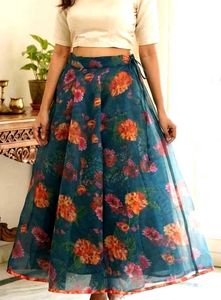 Bohemian Floral Print Organza Skirt