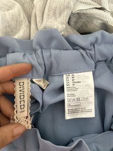 Light Blue Paperbag Waist Pants