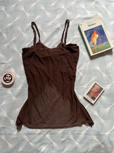 Brown Ruched Cami Top