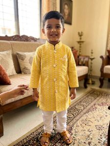 Boys Yellow Embellished Kurta GOOD QUALITY
