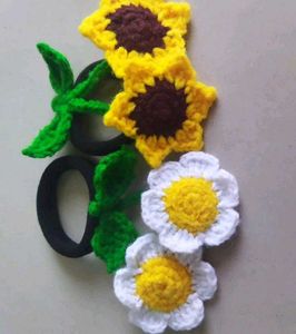 Handmade Crochet Flower Hair Ties