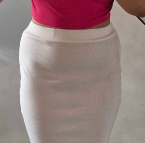 White Ribbed Midi Skirt