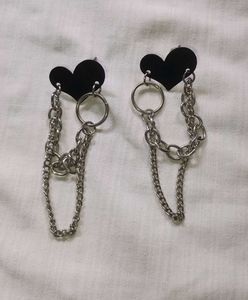 y2k gothic grunge black heart Chain Earrings