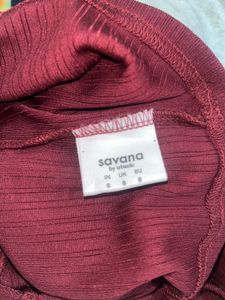 Burgundy Lace Trim Tank Top
