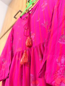 Vibrant Pink Floral Print Kurta