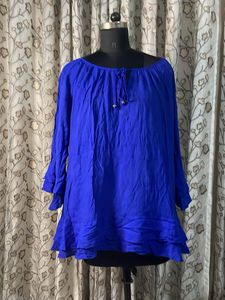 Vibrant Blue Layered Kurta Top