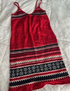 Red Patterned Slip Dress