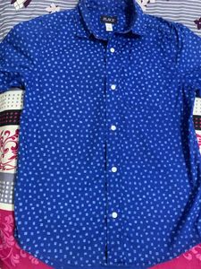 Blue Printed Button-Up Shirt