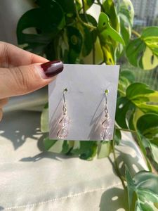 Baby Pink Beaded Dangle Earrings