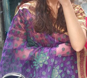 Exquisite Purple Embroidered Saree