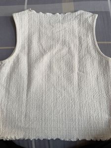 White Textured Sleeveless Top
