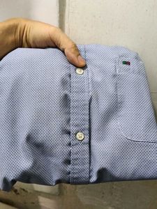 Peter England Blue Textured Shirt