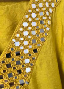 Yellow Kurta Pant Co-ord set  with Mirror Work