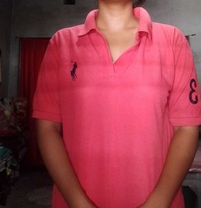 Coral Polo T-Shirt with Logo