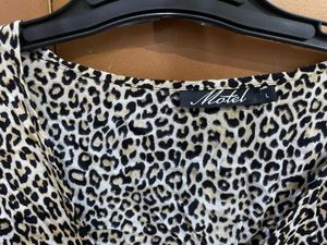 Leopard Print Tie-Front Bell Sleeve Top